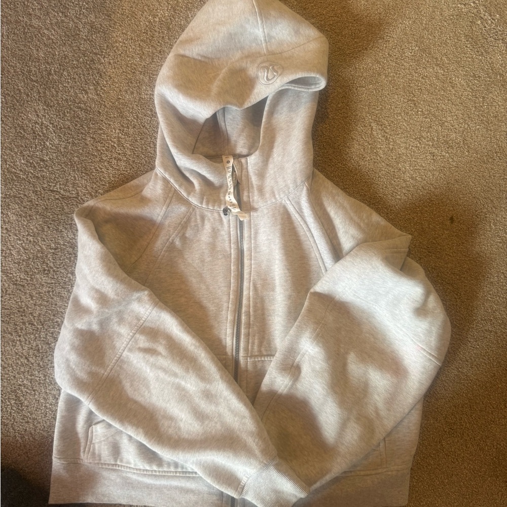 Lulu Lemon oversized crop Gray Zip-Up Hoodie